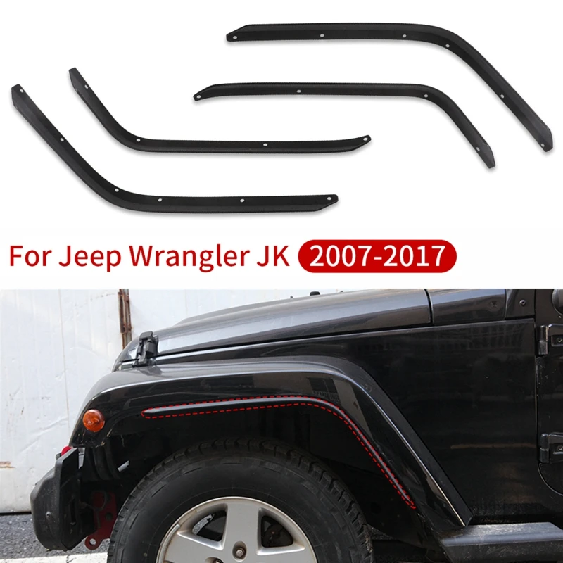 Car Front & Rear Fender Flares Extensions Kit For Jeep Wrangler JK 2007 2008 2009 2010 2011 2012 2013 2014 2015 2016 2017 J401