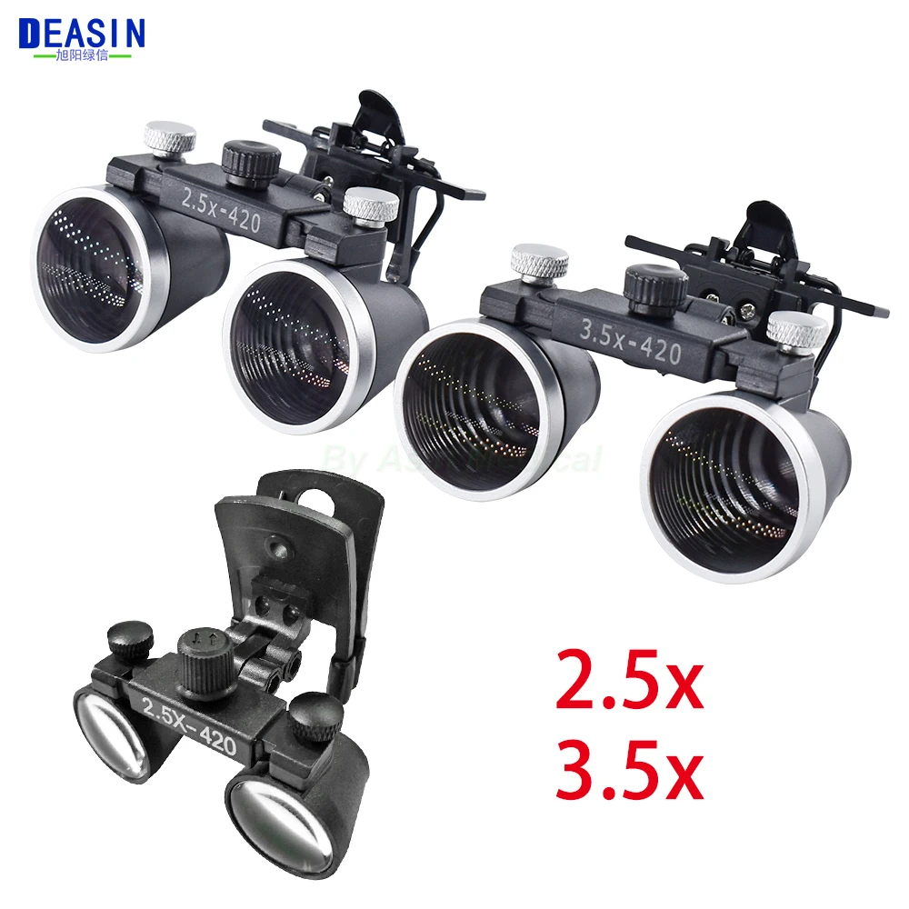 2.5/3.5X Dental Binocular Magnifying Glass Galilean Coated Optical Lens with Clip Dentistry Lab Equipment Tools