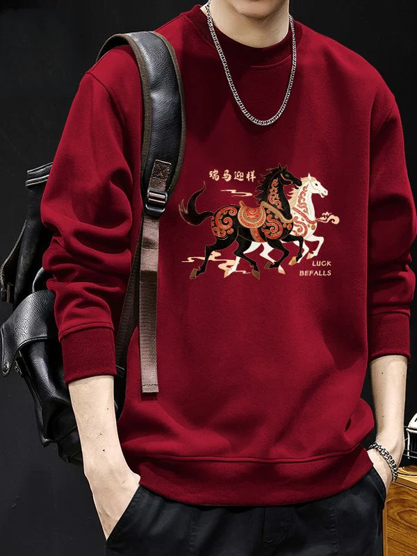 

Толстовка больших размеров Thiened Fce с теплым воротником, зимняя повседневная мужская и женская толстовка с принтом китайского зодиака, длинный светящийся...