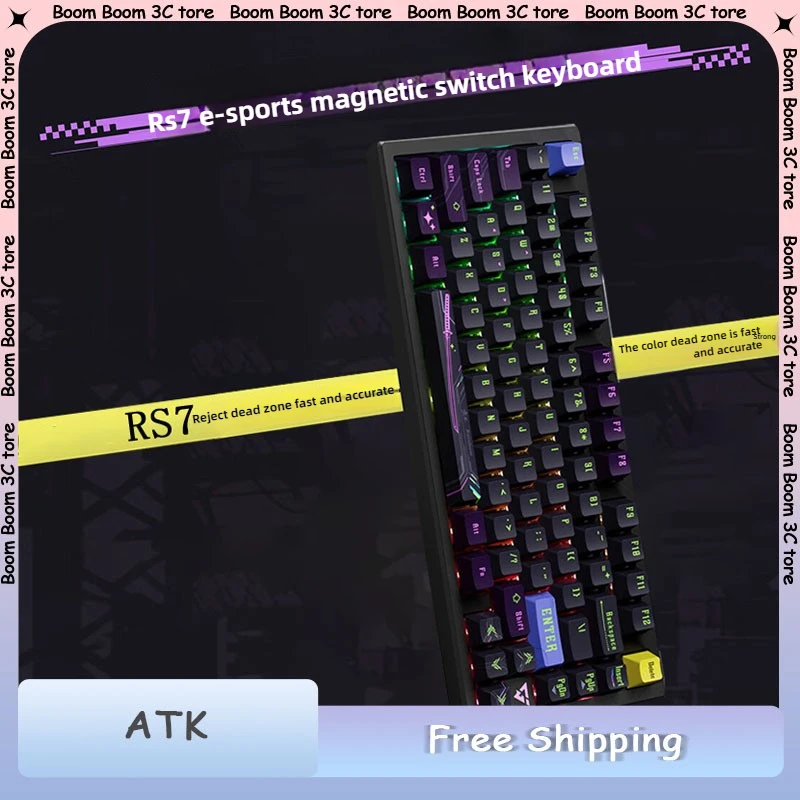 

Atk Rs7pro Wired Mechanical Keyboard Magnetic Switch RGB Vgn Aluminium Alloy 75%Layout Custom Hot-Swap Game Keyboard for Win/Mac