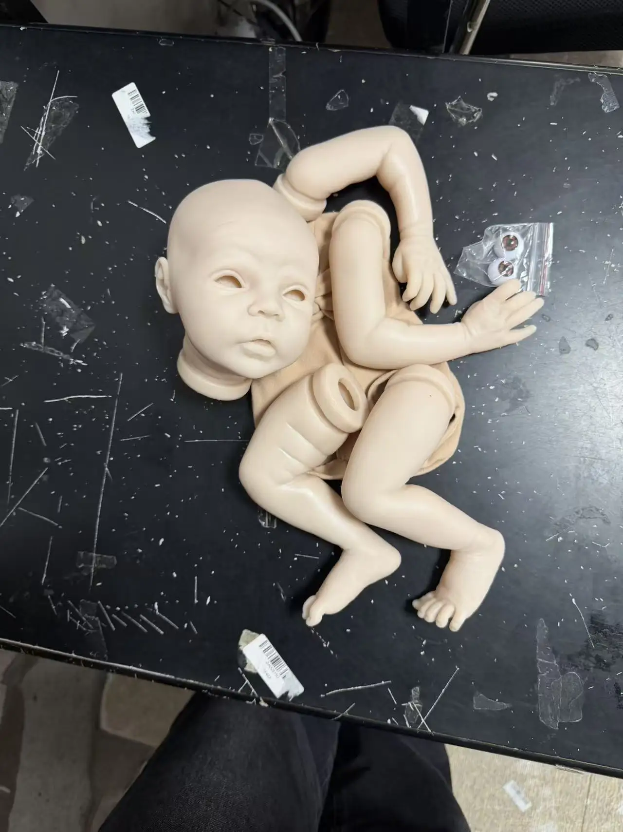 19inch Reborn Doll Kit Mayven Unpainted Unassembled Doll Parts with Body and Eyes Muñeca Kit Reborn Name on Back