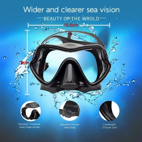 Imagen 2 del producto Set de Máscara de Buceo con Snorkel para Adultos, Cristal Templado, Profesional, Panorámico, Equipo de Snorkel para Entrenamiento de Natación