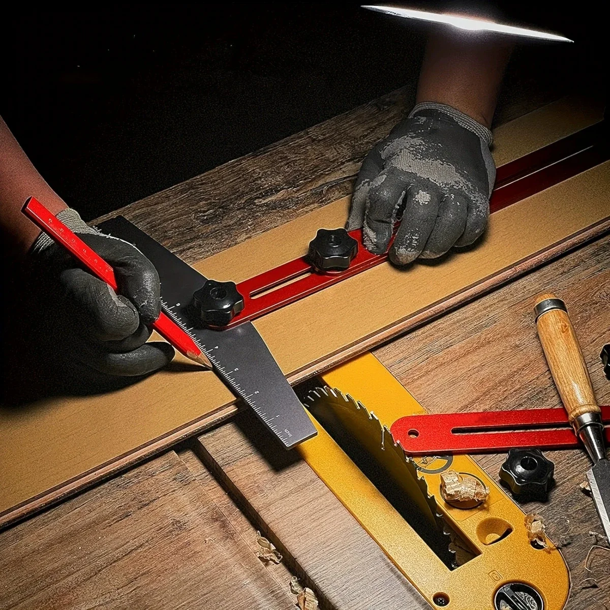 

Stair Tread Template Tool - Step Measuring Jig with Ruler and Angle 8inch 12inch 16inch Guage Wizard Scribe Tool Cutting Guides