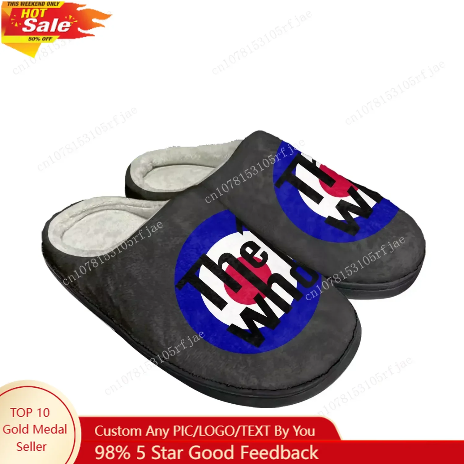 

The Who Pop Rock Band Home Cotton Custom Slippers Mens Womens Sandals Plush Bedroom Casual Keep Warm Shoe Thermal Slipper Black