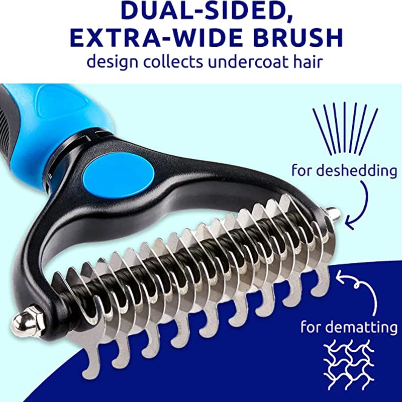 Pet Fur Knot Cutter Dog Hair Remover Comb Cat Grooming Shedding Tools Double Sided Brush Long Curly Hair Cleaner Pets Products