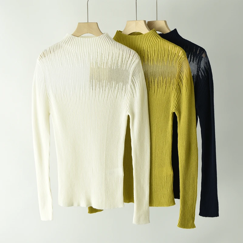 

Women's Knitted Woolen Sweater f High Collar Me Inner Wear Slim Fit Sexy Autumn Winter Base irt Commute Sle Regular ...