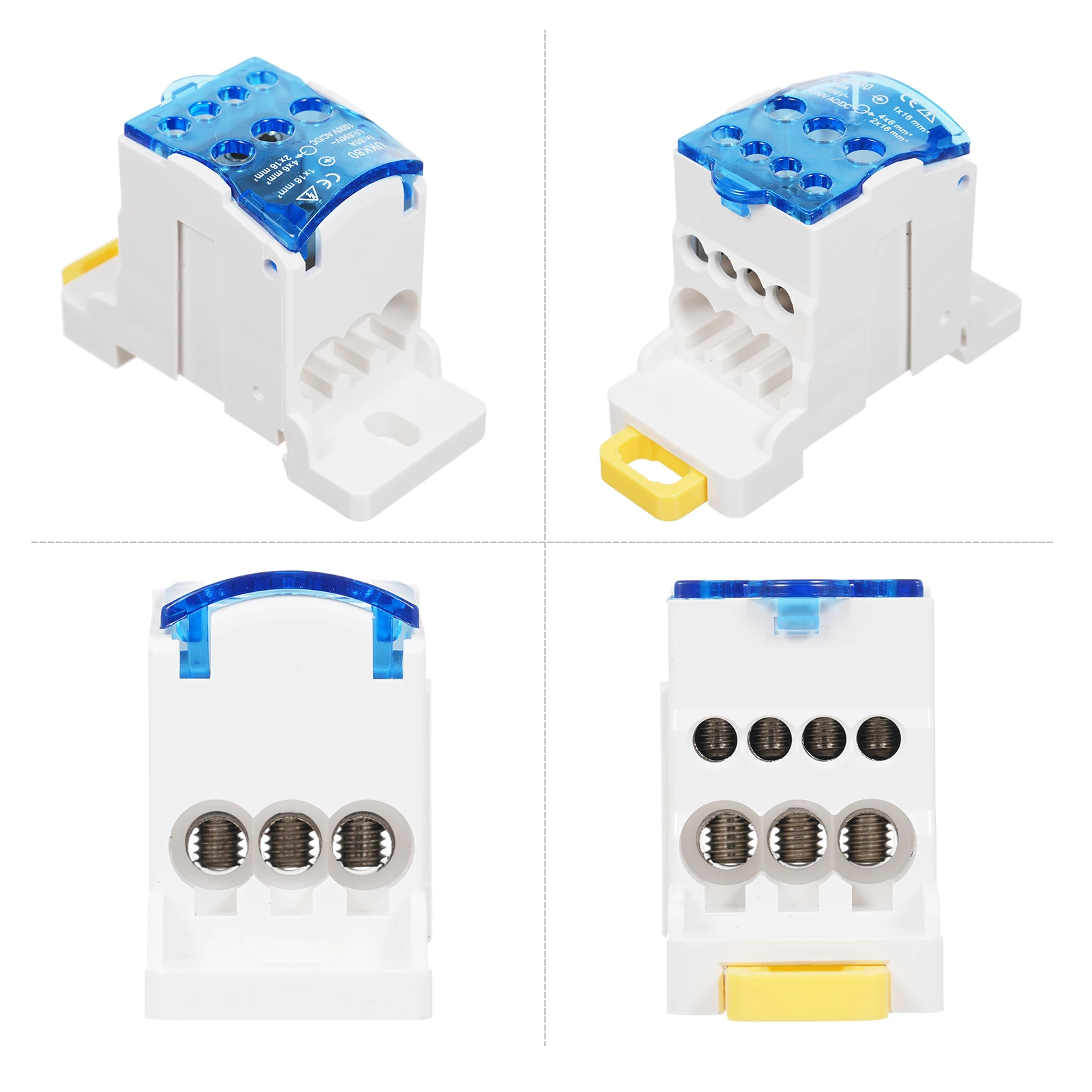 

Din Rail Distribution Junction Box One In Multiple Out Power Wire Electric Connector Terminal Block UKK80A/125A/250A/400A/500A