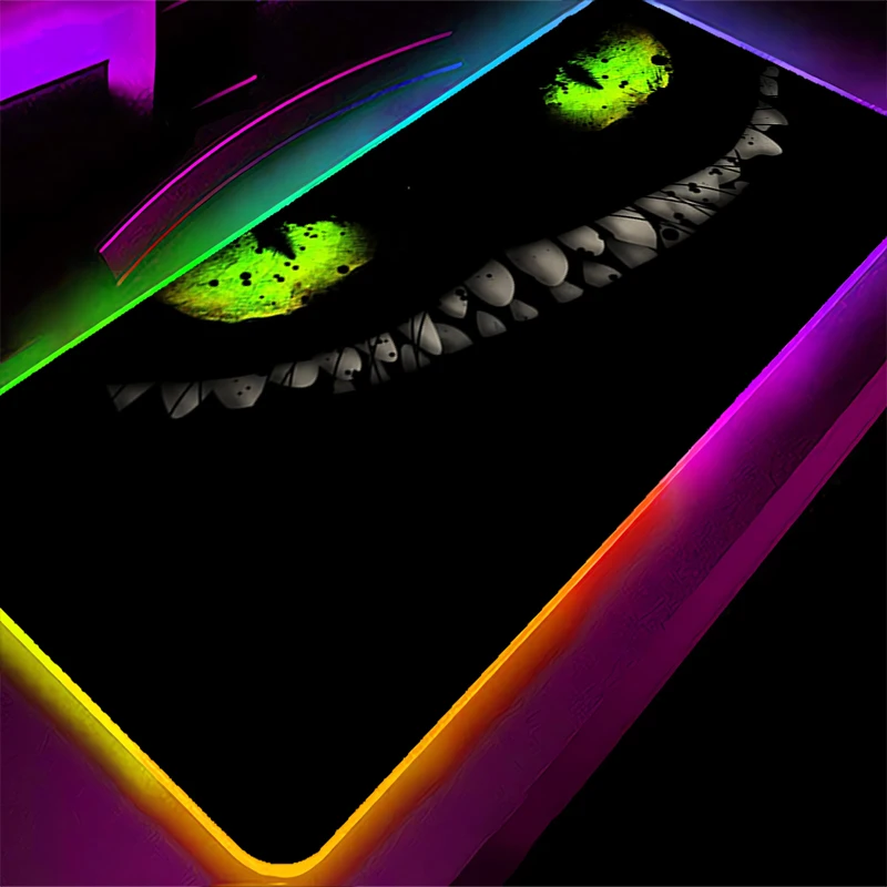 RGB LED Mouse Pad HD Keyboard Pad Non-Slip Gaming Mat PC Accessories Mousepad C-cheshire Cat Alice In Wonderland Rubber Desk Mat