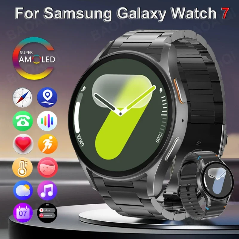 갤럭시 워치 남녀공용 GPS 스포츠 트랙 AMOLED 스크린, HD 블루투스 통화, 피트니스 트래커, 심박수 스마트워치, 7 스마트 워치