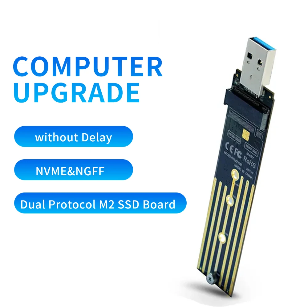 Dual Protocol M2 SSD Board M.2 to USB Adapter M.2 NVME PCIe NGFF SATA M2 Card for 2230 2242 2260 2280 NVME/SATA M.2 SSD Adadpter