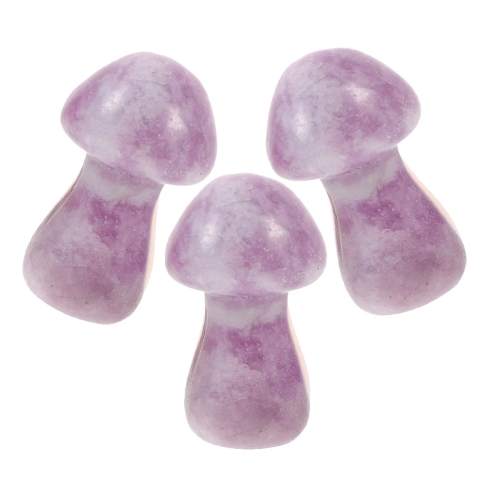 

3 Pcs 1.5 Inch Crystal Mushroom Natural Stone Semi Gemstone Fungi Decor Balcony Garden L scaping naments Mini Adornments