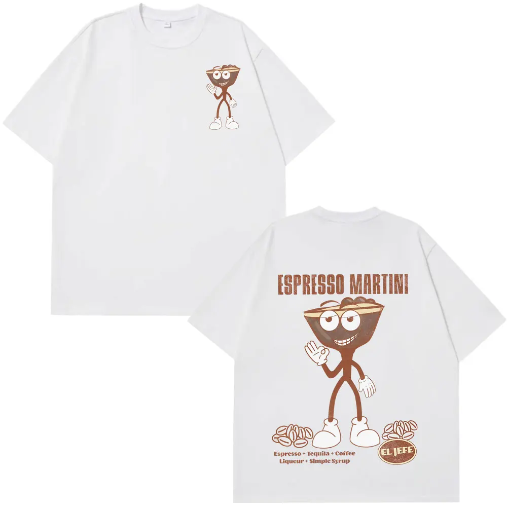 مضحك اسبريسو مارتيني الكرتون خمر طباعة تيز الرجال النساء Harajuku التي شيرت الصيف قصيرة الأكمام القطن عادية الهيب هوب تي شيرت
