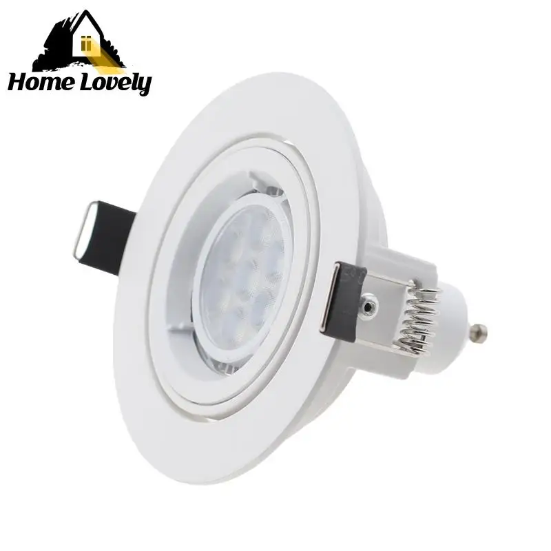 Embeded GU10 / MR16 Spot Light Frame Round Aluminum LED Ceiling Fixture Fitting Trim Kits