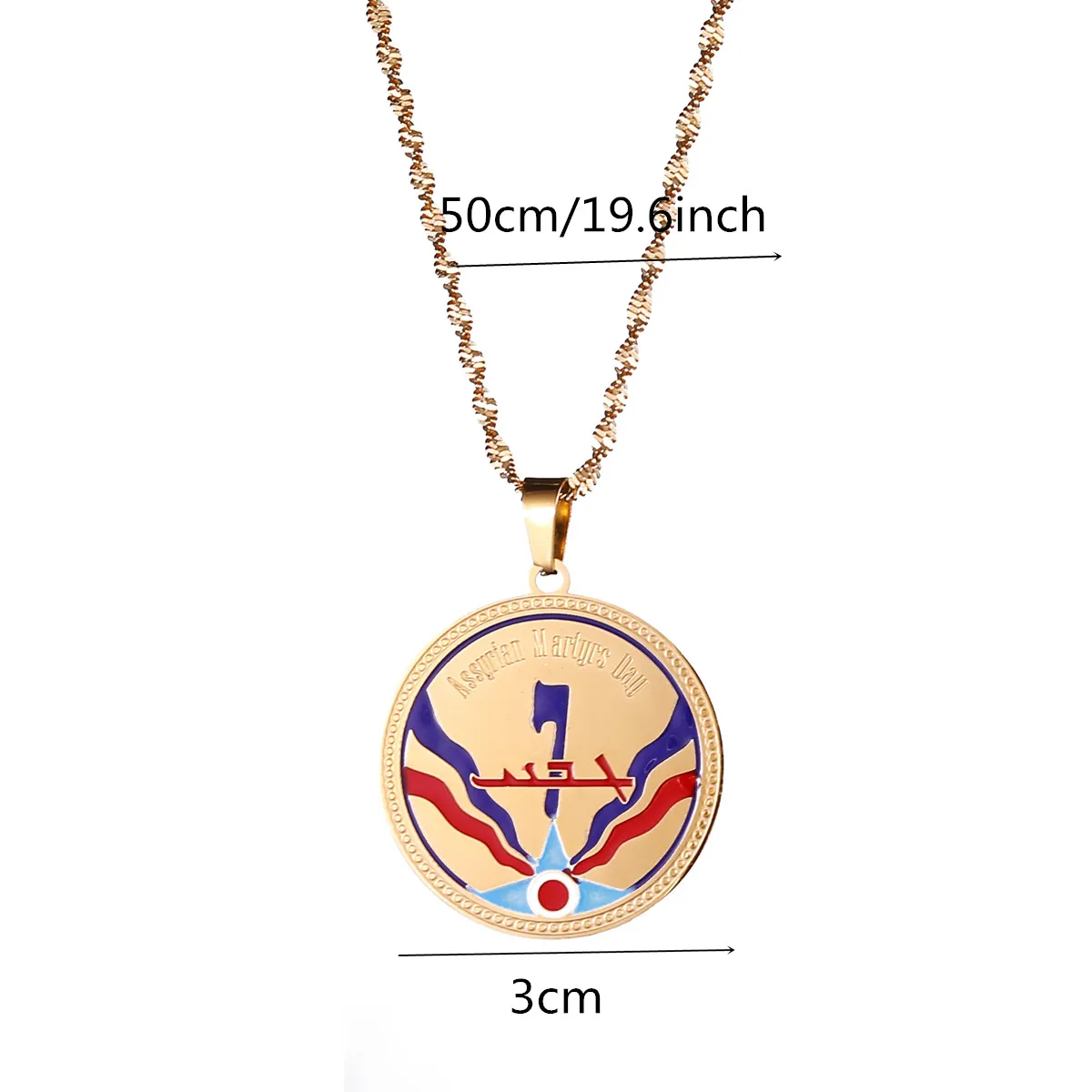 Stainless Steel Ashur Jewelry Assyrian Symbol Pendant Necklace