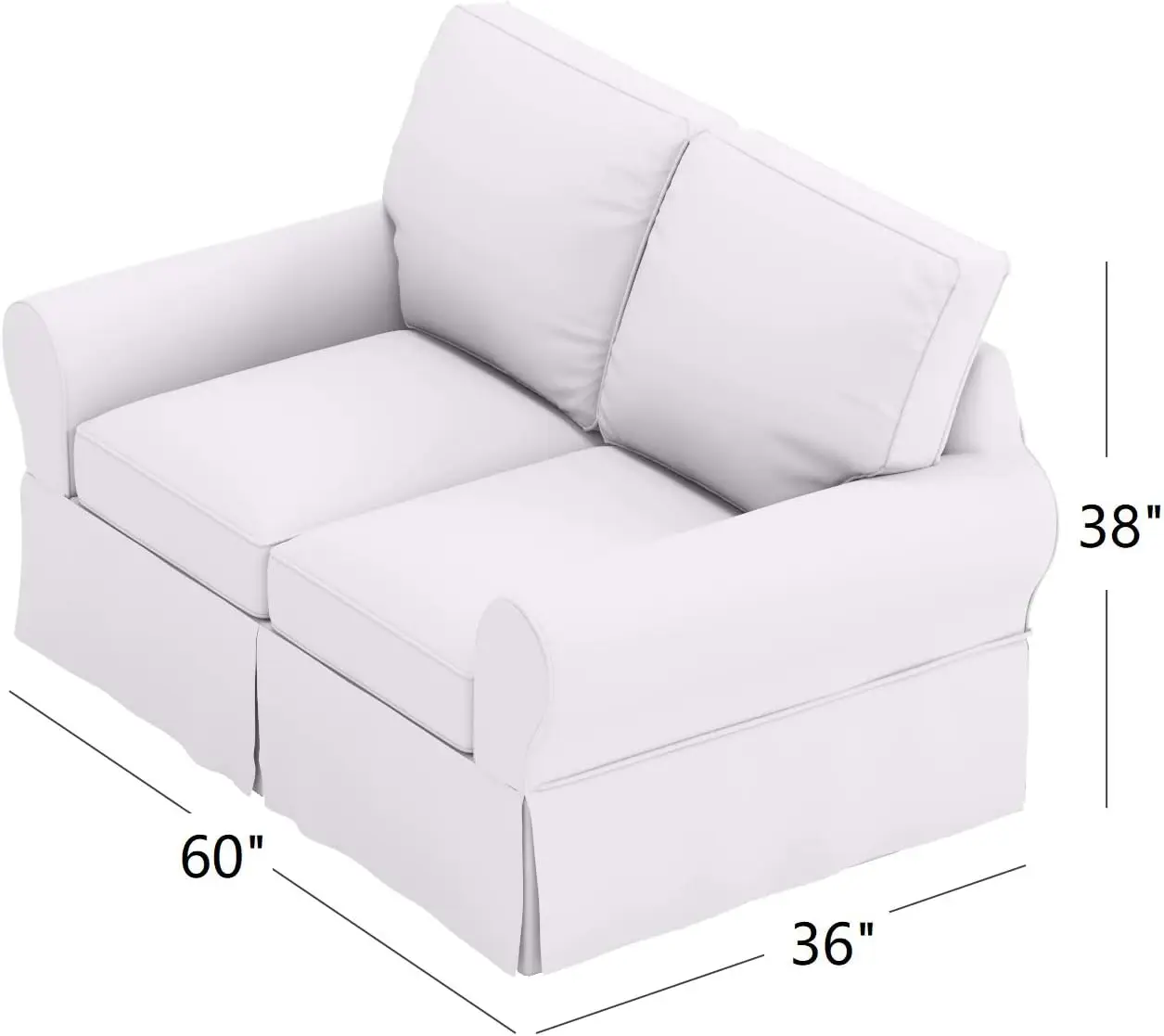 The Cotton Sofa Cover is 2 Seat Sofa Slipcover Replacement. It Fits Pottery Barn PB Basic Loveseat Sofa (Basic White)