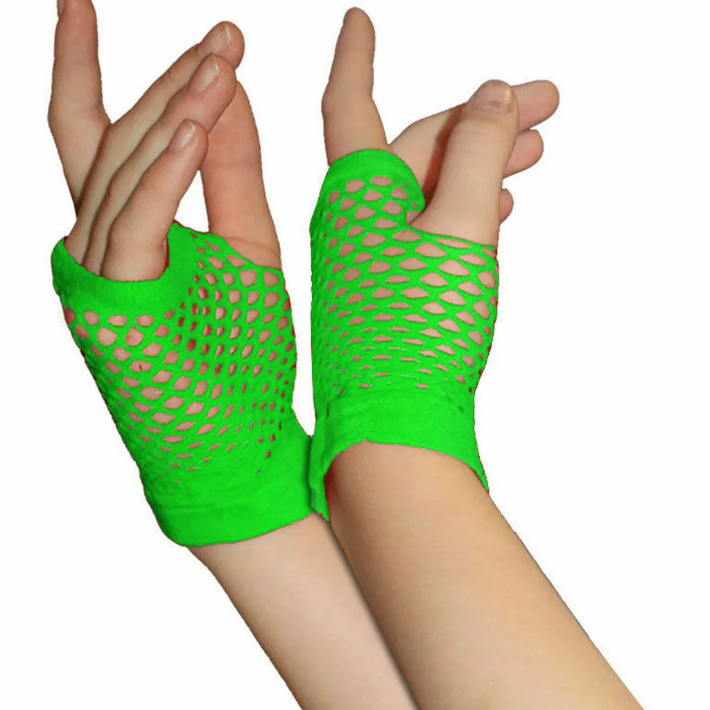 Fingerless Mesh Short Fingerless Gloves Sexy Women Gloves Hollow Out Holes Fashion Punk Goth Ladies Disco Dance Costume Mittens