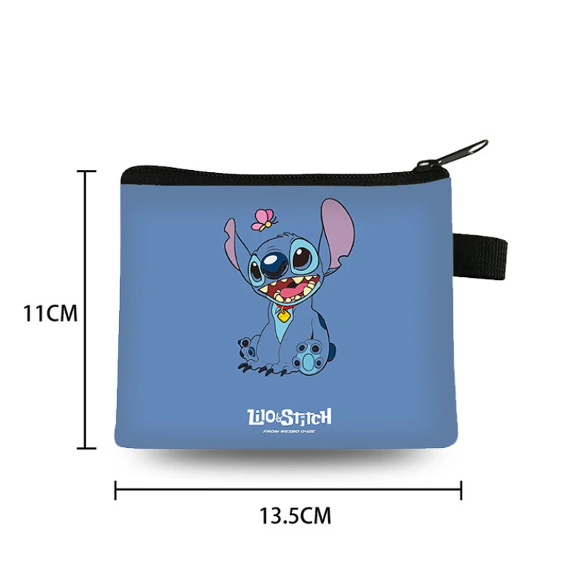 MINISO Disney Lilo Stitch Children Plush Coin Purse Polyester Zip Change Purse Mini Wallet Kids Girl Women For Gift