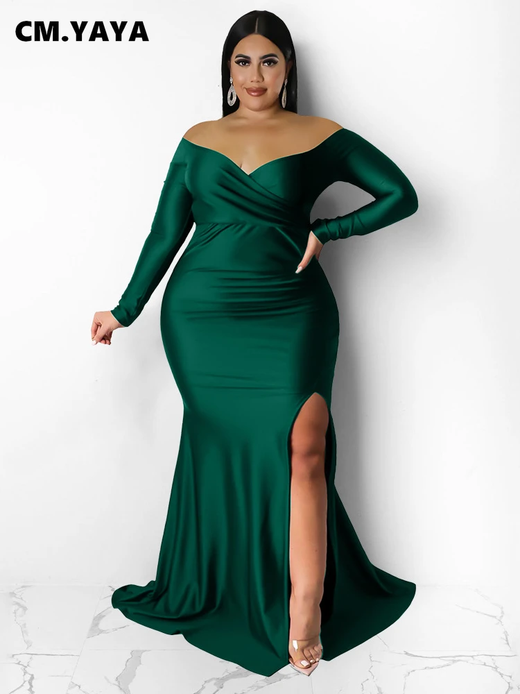 green emerald velvet dress Plus Size Shiny Stars Long Sleeve Gown Hello Curve