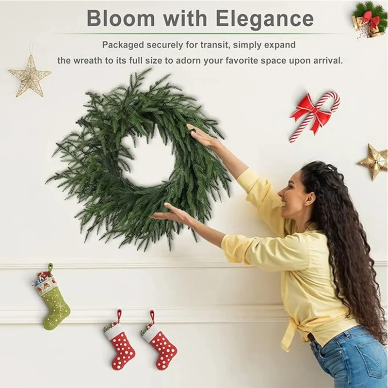 عيد الميلاد واقعية نورفولك الصنوبر إكليل الاصطناعي الصنوبر الخضرة جارلاند عيد الميلاد عطلة الموسمية الداخلية ديكور المنزل صمام #4