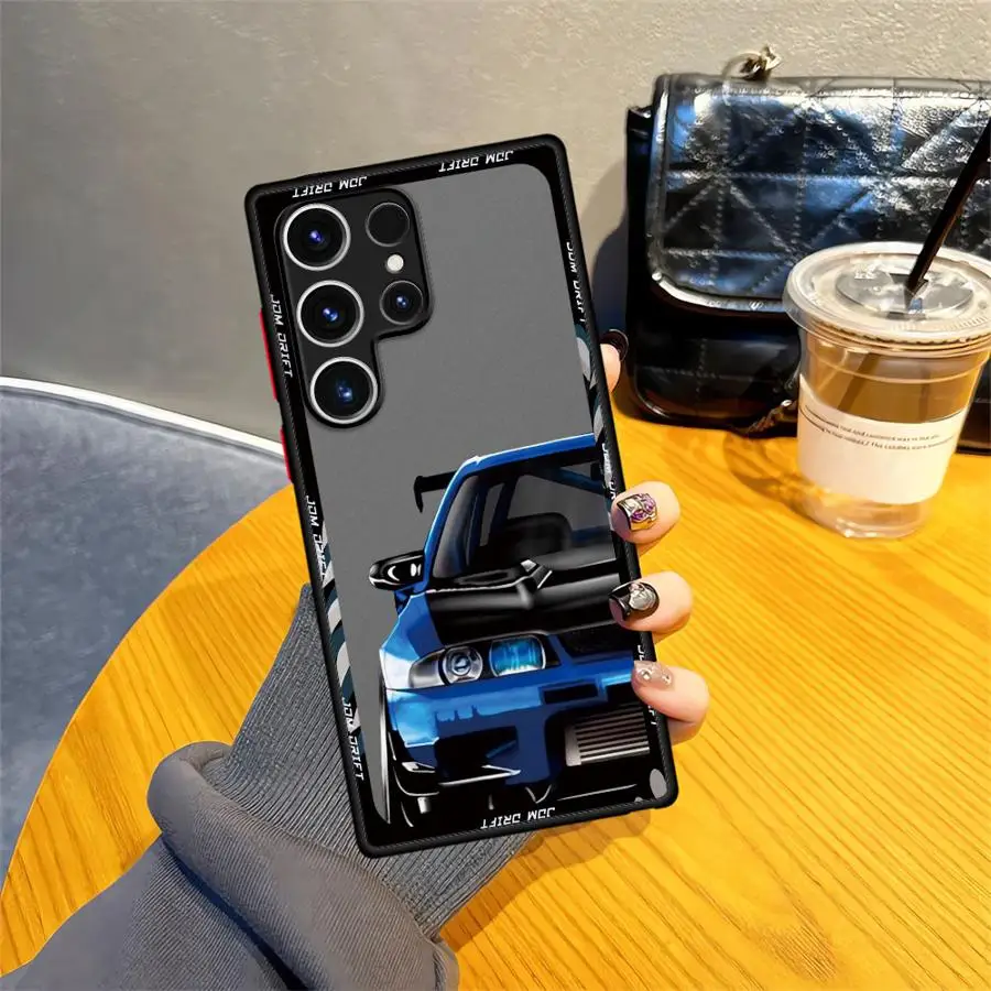 일본 JDM 드리프트 카 레드 선 소프트 커버 폰 케이스 삼성 갤럭시 S24 노트 20 10 S21 FE S25 S9 S8 S22 플러스 S23 울트라 S20용