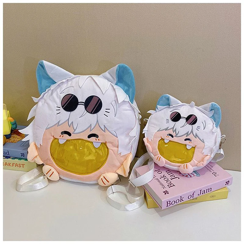 

Anime Jujutsu Gojo Satoru Cosplay Backpack Transparent Big Mouth Itabag Plush Shoulder Bag JK Cute Crossbody Bag
