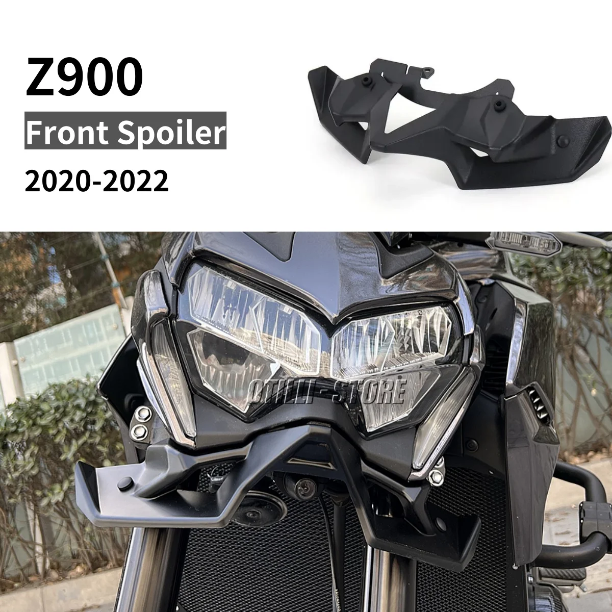 

Для мотоцикла Kawasaki Z900 Z 900 2020 2021 2022 2023 2024: Комплект аэродинамических передних спойлеров-винглетов из карбона для нейкед-мотоциклов