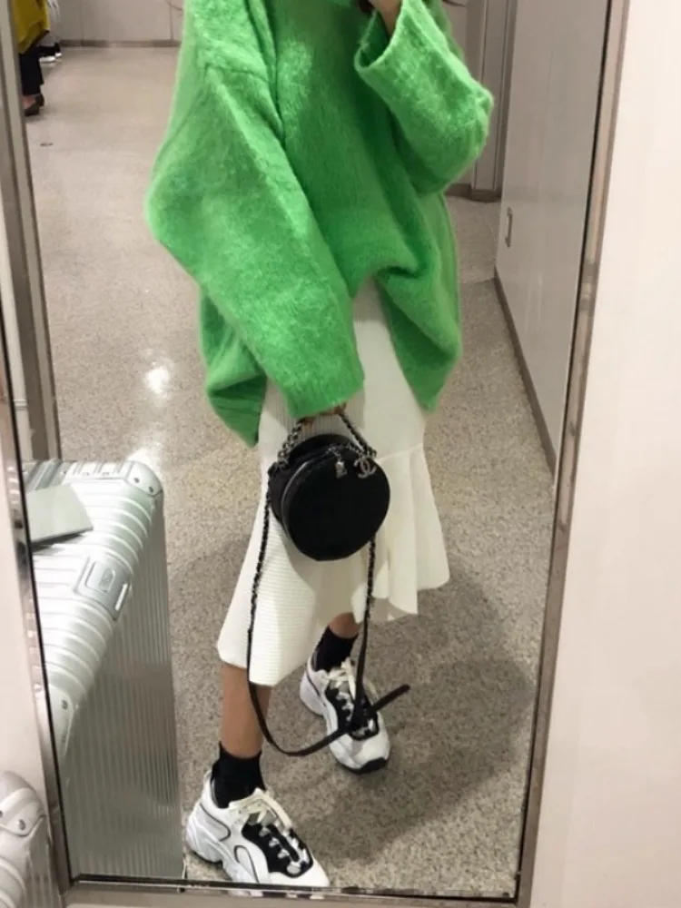 Jupe amincissante en velours côtelé pour femmes, avec ourlet en dentelle, corps portefeuille, mi-longue, printemps automne hiver, vêtements décontractés