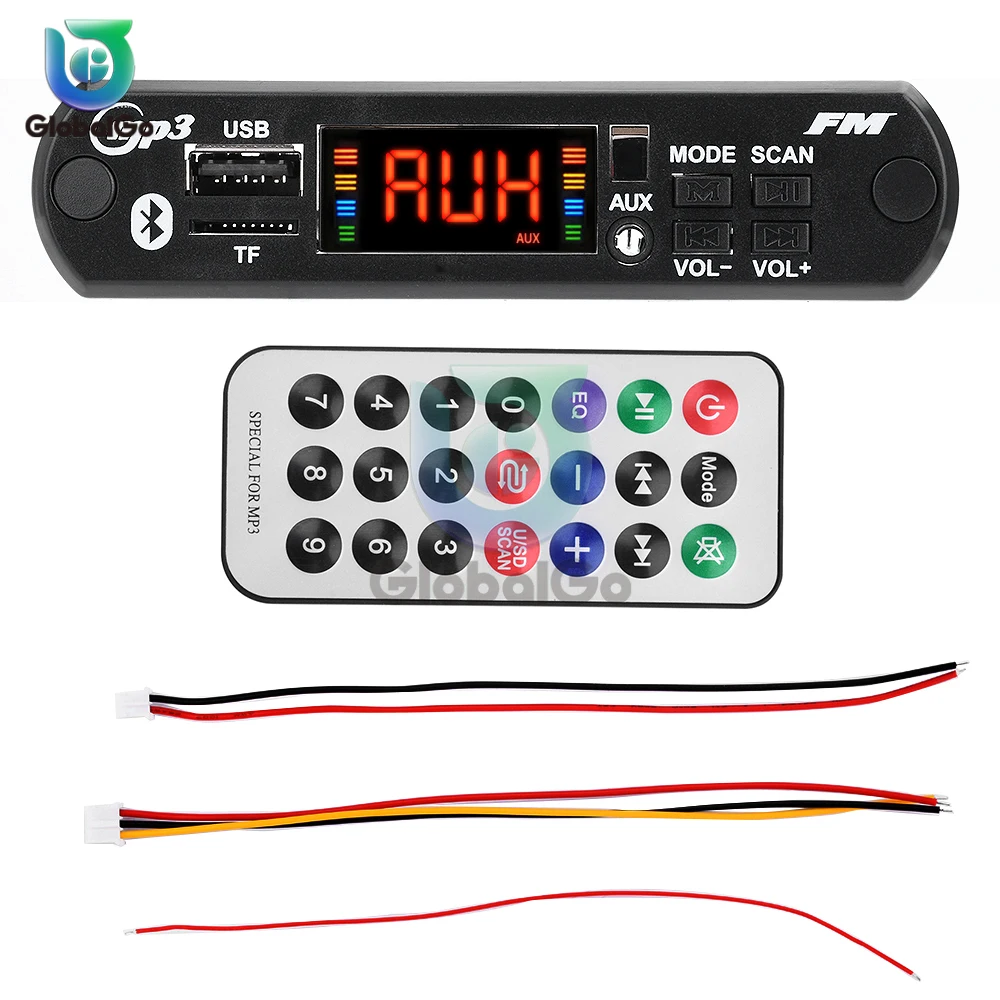 Bluetooth 5.3 DIY MP3 Decoder Board Amplifier Module 5V/12V Wireless Car MP3 Player FM Radio TF USB FM