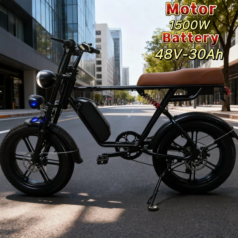 

20-inch snow Harley electric motorcycle 1500W 48V can be equipped with 2 30ah batteries, super long range electric bicycle