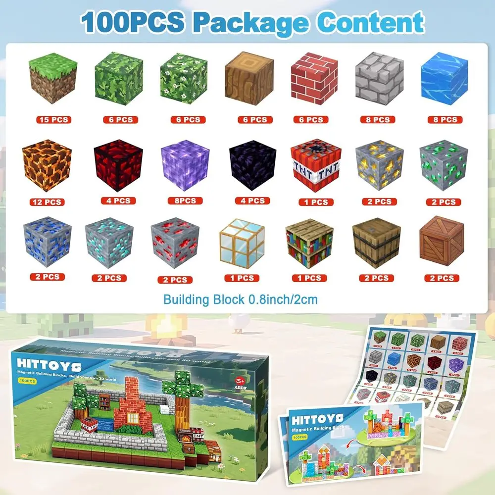 100ピース磁気ブロックセット：子供向けの創造的な遊び、4～9歳向けの理想的な贈り物