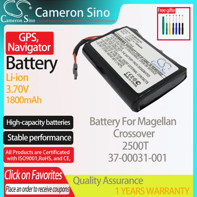 CameronSino Battery for Magellan Crossover 2500T fits Magellan 37-00031-001 GPS,Navigator battery 1800mAh 3.70V Li-ion Black