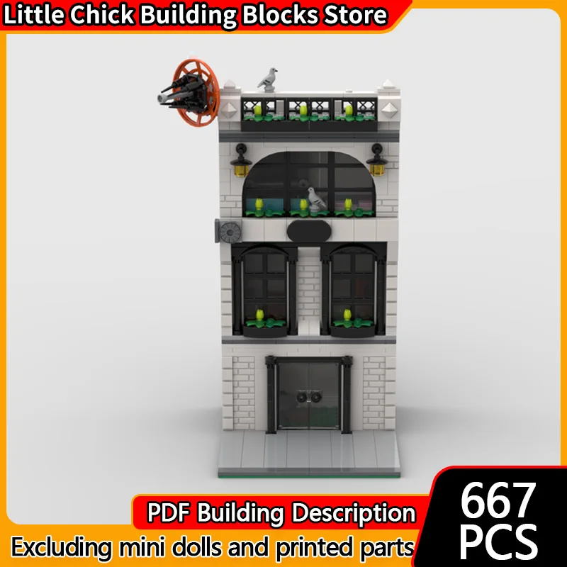 

Модель City Street View MOC, строительные кирпичи, городская башня, задания, модульная технология, детские праздничные подарки, сборка игрушек, костюм