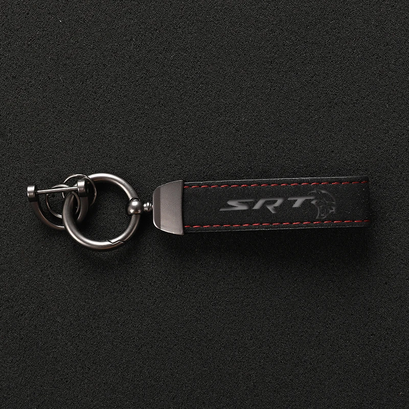 Suede Leather Car Keychain Business Gift with Logo Keyring Accessories For SRT 4 6 8 10 for Dodge Ram 1500 Dart SRT Journey