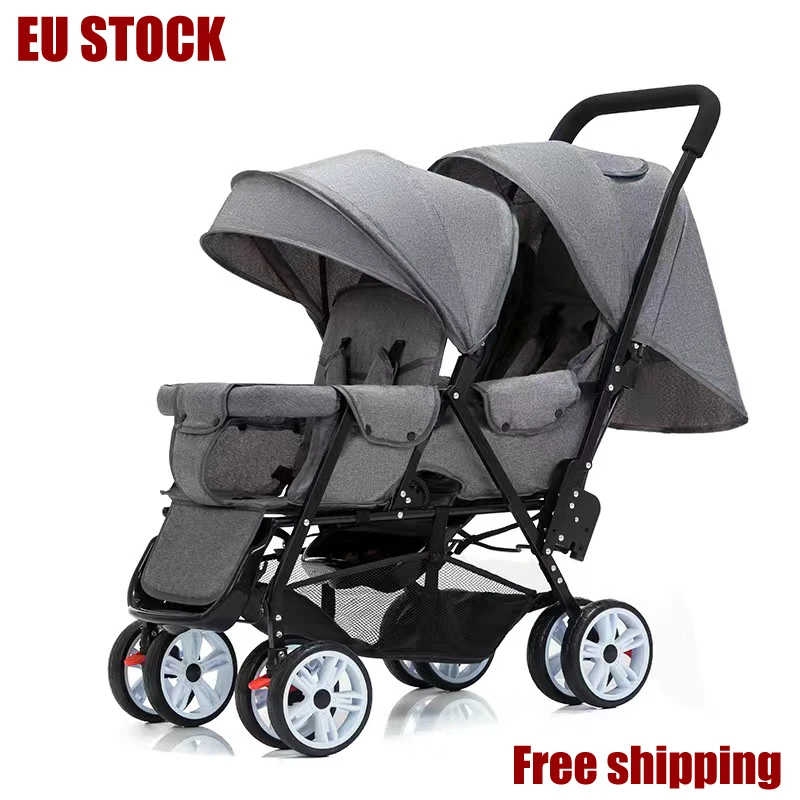 EU STOCK Twin strollers kids two seats strollers foldable carriage free shipping wholesale baby stroller Front and rear seats