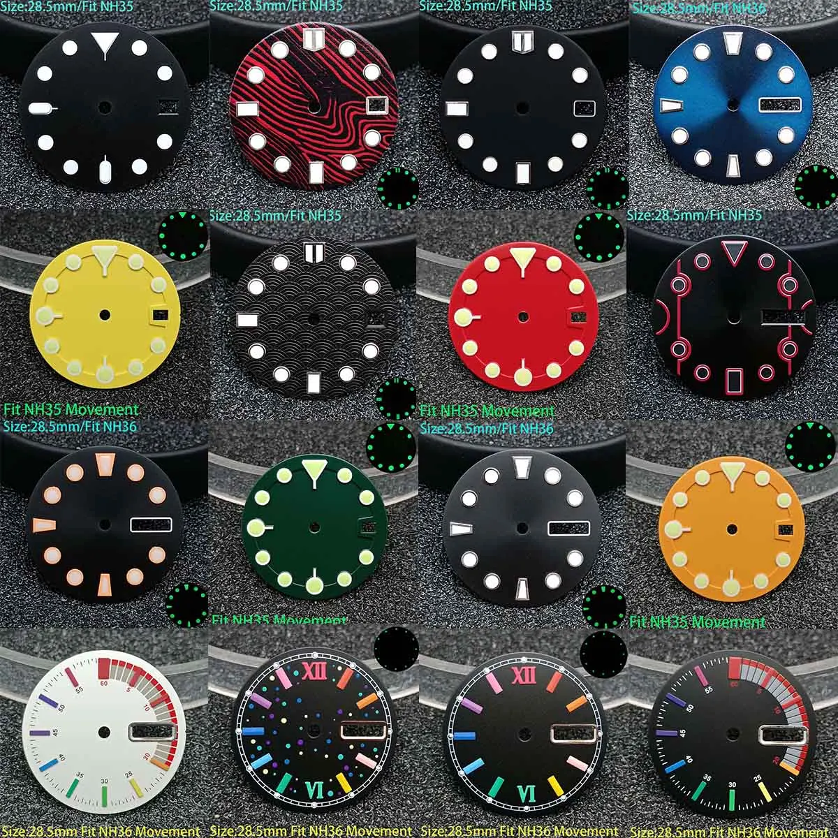 مشاهدة أجزاء الاتصال الهاتفي 28.5 مللي متر 29 مللي متر 31 مللي متر الليزر العقيم التدرج لون نقي الطلب مضيئة مناسبة ل NH35 NH36 ايتا 2836 2824 ميوتا 82