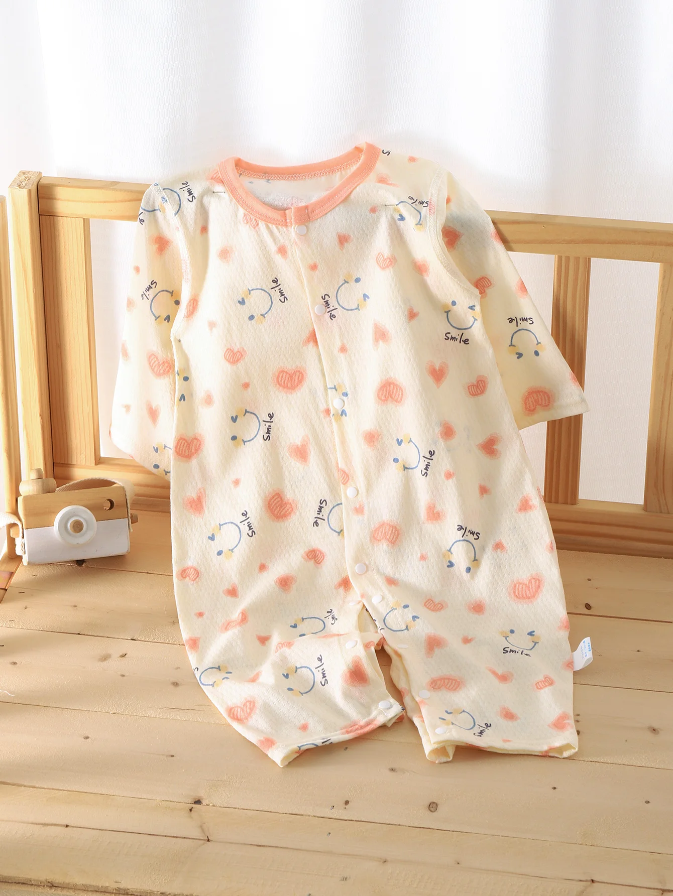 

Baby Spring & Fall Thin Super Cute Smile Print Fashionable Casual Pure Cotton Breathable Jumpsuit