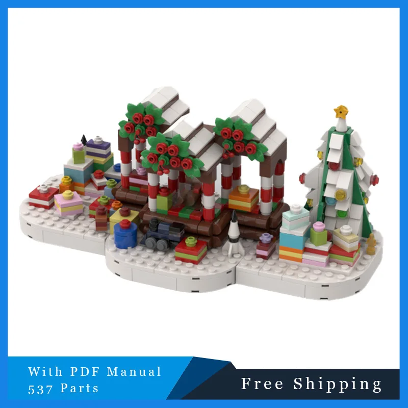 

537 шт. подарок Санта-Клауса, белый стенд, строительный блок, модель, технология, фестиваль, сделай сам, сборка, головоломка, набор игрушек на день рождения, подарки