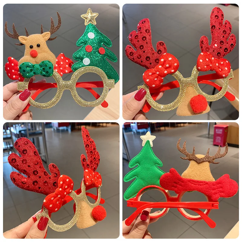 Marco de gafas de Navidad para hombre y mujer, diadema de alce, Papá Noel, árbol, fiesta, regalo divertido y encantador, decoración de fiesta