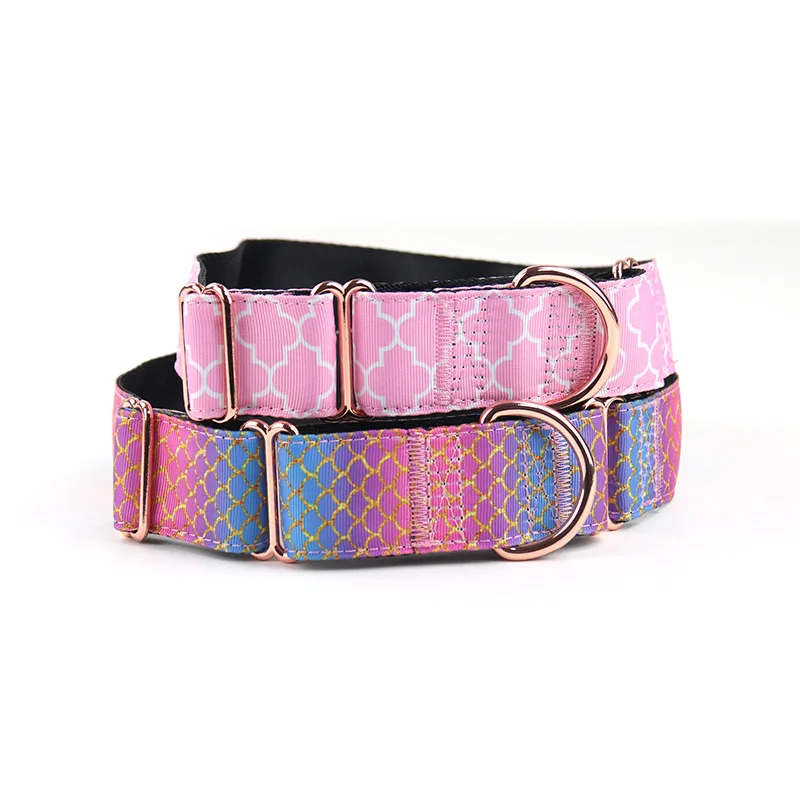 

Printing Fashion Design Strong Heavy Duty No Choke Martingale Dog Collar With D-ring For Wide Neck Dogs