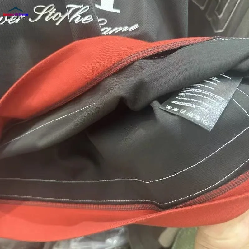 High-quality 25SS Sports Colour-blocked Loose-fitting Retro Hip-hop V-neck Men's Women's Jersey T-shirt