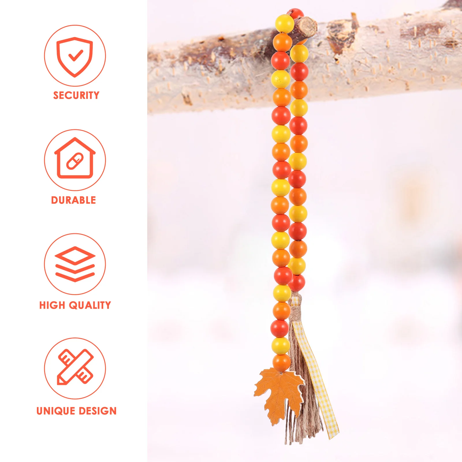 

Autumn Maple Leaf Tag Bead String Fall Decorations for Home Charms Hemp Rope Tassel Novel DIY Accessory