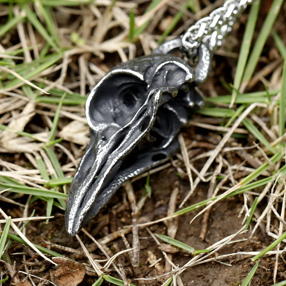 2023 Fashion Nordic Viking Raven Pendant Stainless Steel Crow Domineering Chain Necklace Viking Punk Men Jewelry free shipping