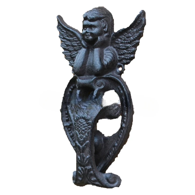 

Antique Winged Angel Cast Iron Door Knocker Vintage Cherub Doorknocker Decorative Gate Ornament for Classic Homes