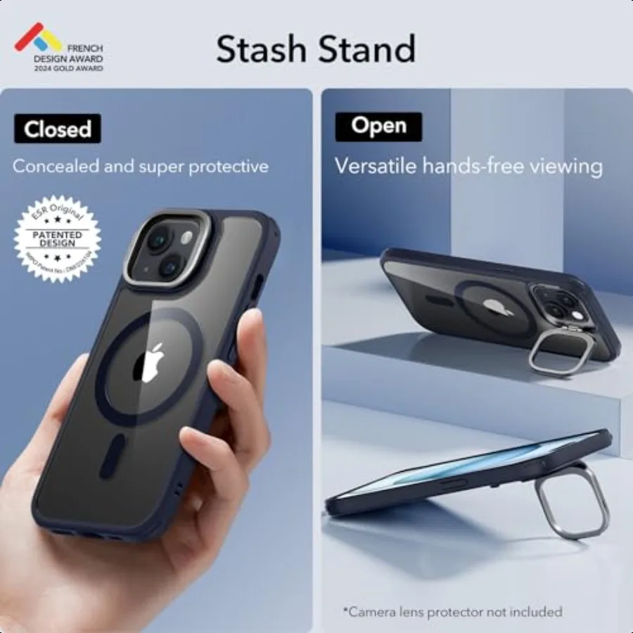 for iPhone 15 Case Compatible with MagSafe MilitaryGrade Protective Case Builtin Stash Stand Phone Case ScratchResistant Back C