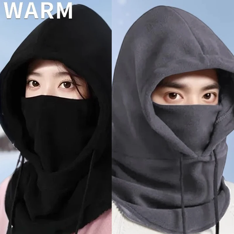 Thickened Warm 4 In 1 Plush Baseball Cap Wearable Blanket Winter Ski Windproof Cap Outdoor Cycling Hooded Neck Warmer Sleeve