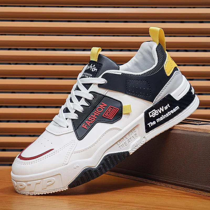 

Sneaker Men New Versatile Fashionable Casual Sporty White Men's Shoes with Thick Sole Lightweight Breathable Plastic Shoes