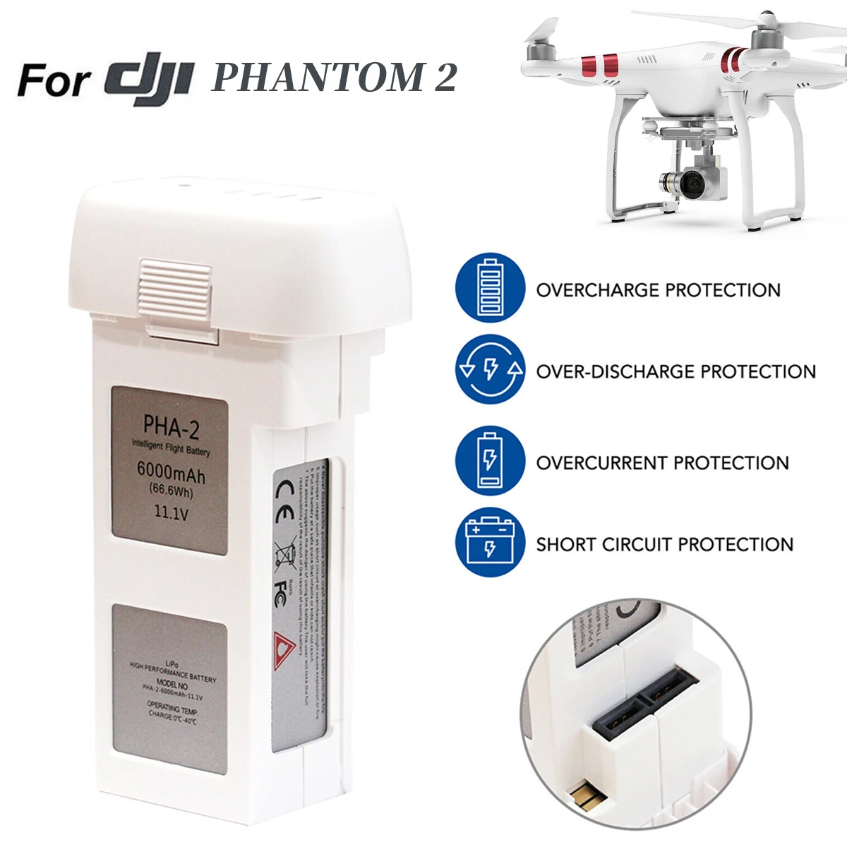 New Phantom 2 Battery High capacity 6000mAh for DJI Phantom 2 Vision series drone replacement battery in Stock