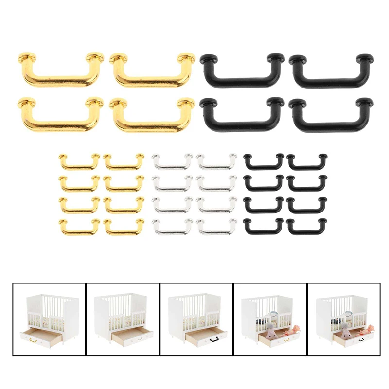 4/8pcs 1:12 Miniature Metal Pulls Cabinet Door Handle Dollhouse Furniture Cabinet Closet Accessories Dollhouse Furniture Toy