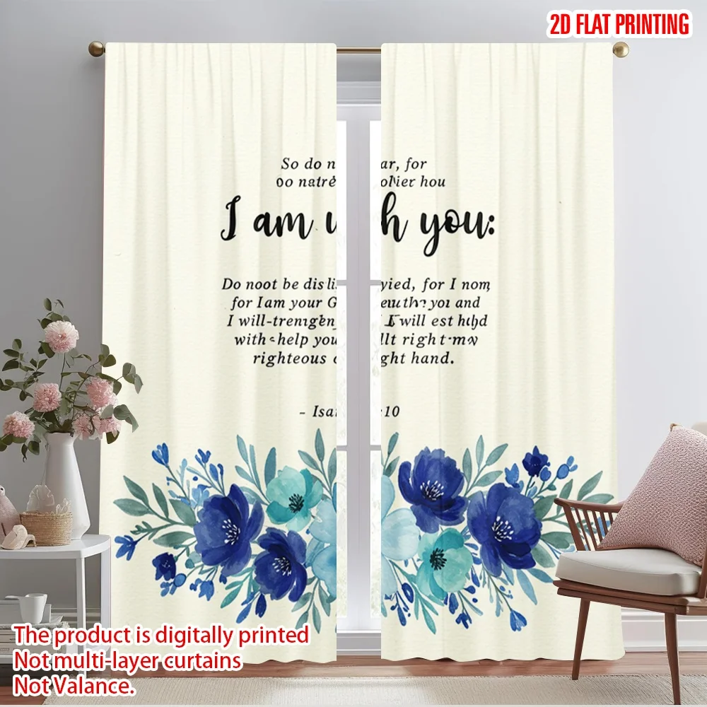 

2pcs 2D flat printing Drapes Isaiah 41 10 Bible Verse Polyester Without Electricity Seasonal Party & Holiday Decor Use for All