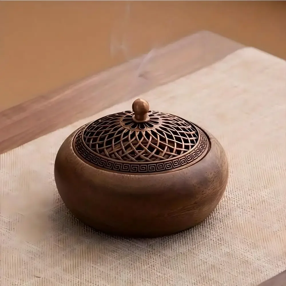 Solid Wood Pan Incense Burner, Indoor Aromatherapy Burner with Sandalwood Incense, Tea Ceremony ,prayer Rooms, Yoga Decoration